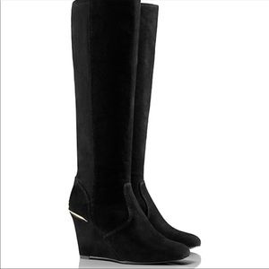 Tory Burch Black Suede Wedge Boots - Size 9.5